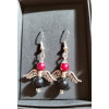Beaded Angel Earrings - Pink and Black
